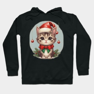 cute little kitten wearing a santa hat Hoodie